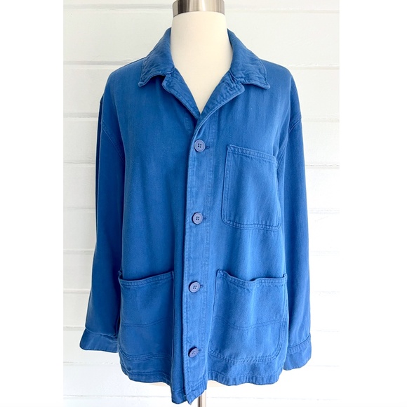 ZARA French Blue Cotton Chore Jacket - L - Picture 2 of 12